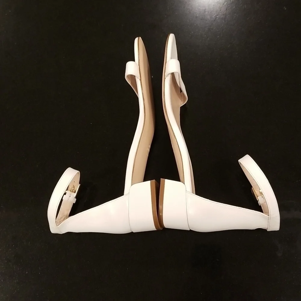 💕STUART WEITZMAN💕 Low Block Heel Leather Sandals White 8.5 Comfortable All Day
